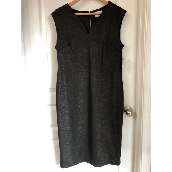 ECI NY BLACK AND GOLD SHEATH DRESS SZ 12 - Picture 3 of 9